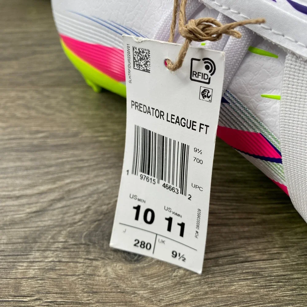 Adidas Predator League FT Soccer Cleats Mens 10 White Pink ID1320 FG Boots